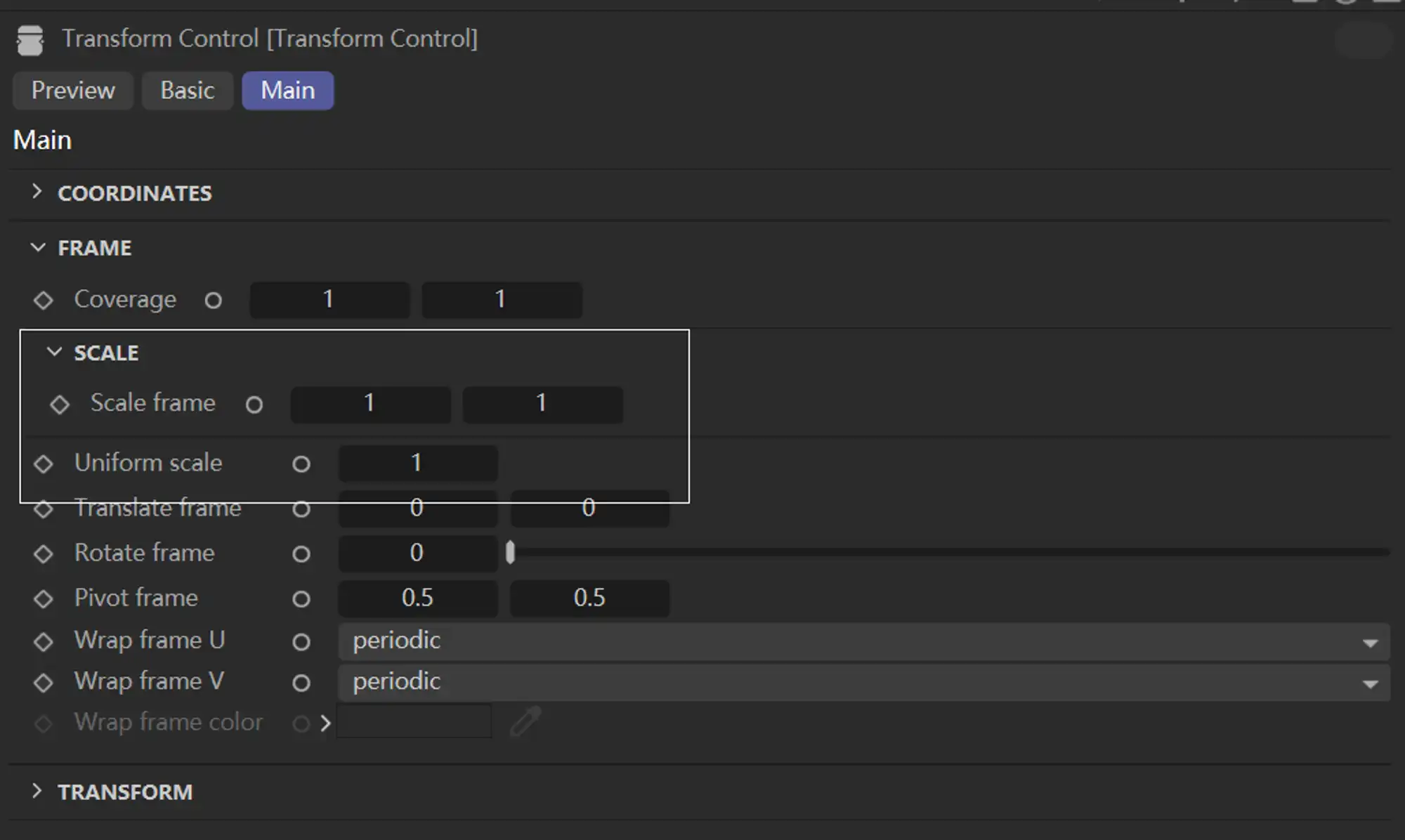 Transform Control Scale