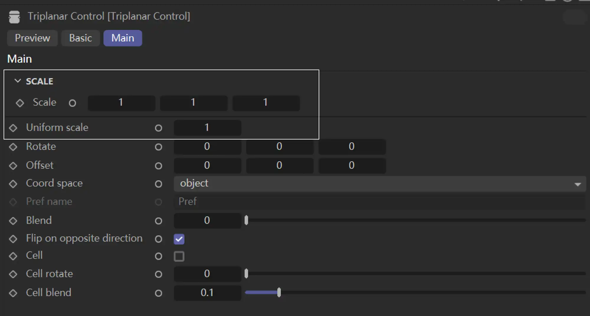 TriPlanar Control Scale